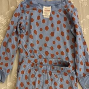 Hanna Andersson Blue Pajama Set with Brown Dots